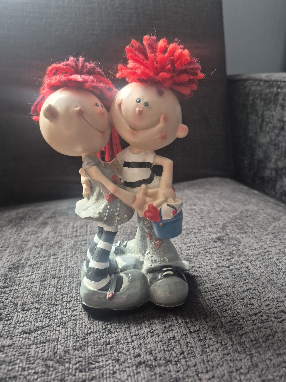 Cute Red-Haired Couple Resin Figurine - Home Accent